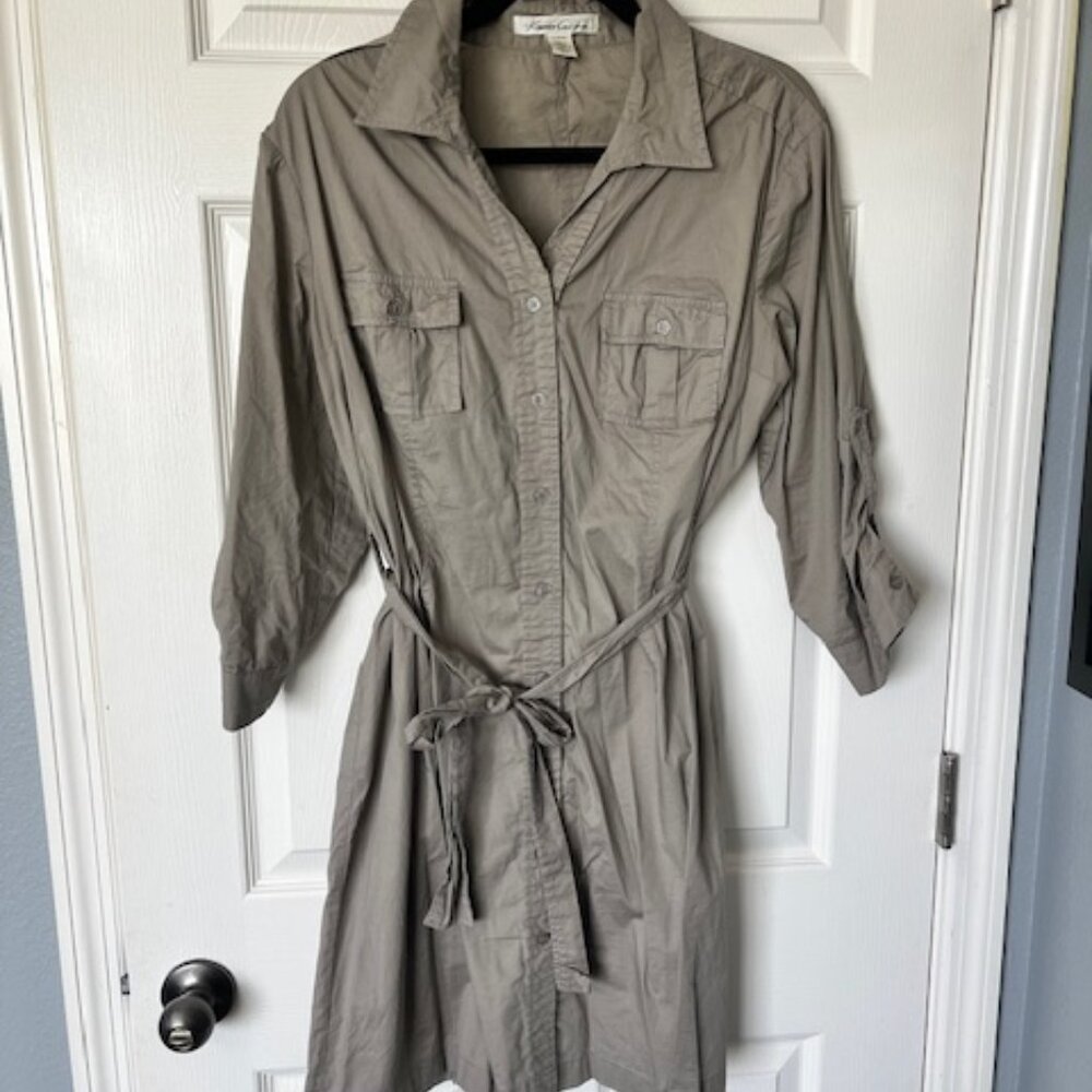 Kenneth Cole New York khaki/tan shirt dress - L